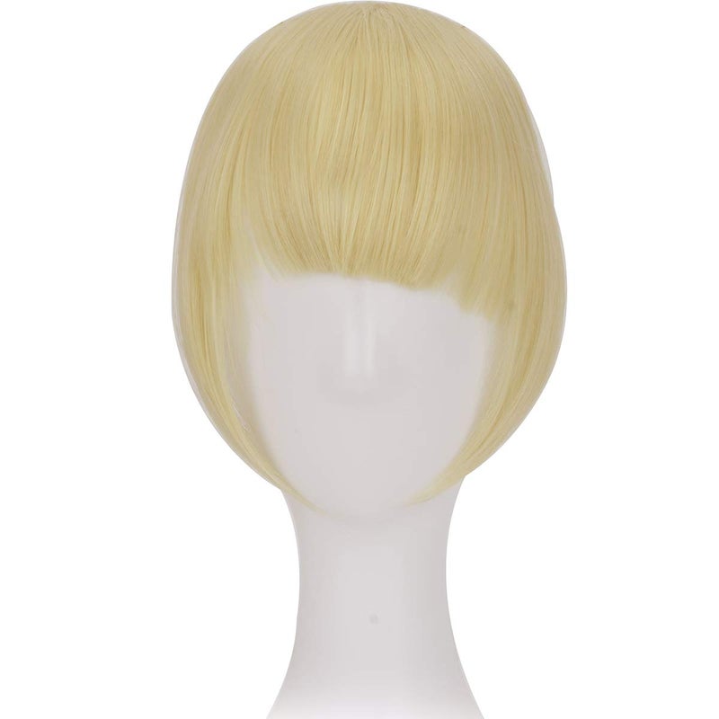 SLLIE 8" Clip-in Bangs Hair Extensions - Thick, Full Neat Fringe with Temples - One Piece Clip-on Front Bangs Hairpiece - Image 4